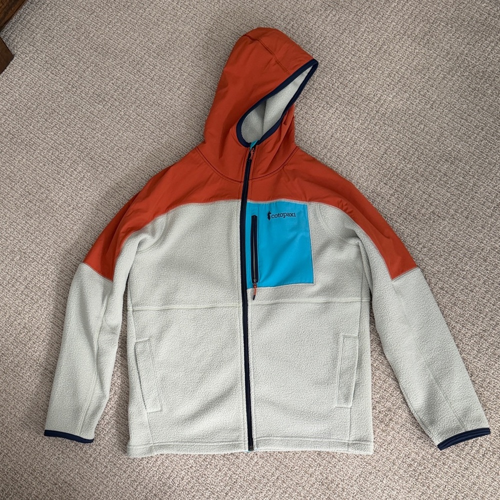 Cotopaxi Men’s Fleece Jacket in Orange, Cream, and Blue - Medium